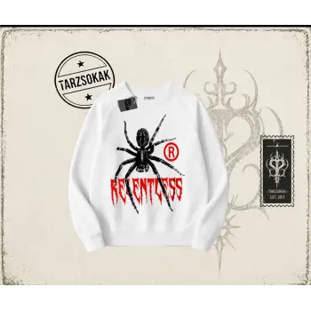 Unisex Relentless Oversize Unisex Bisiklet Yaka Sweatshirt Beyaz