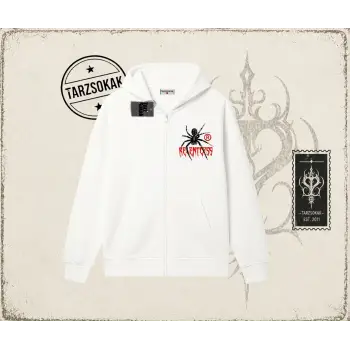 Unisex Relentless Oversize Unisex Hırka & Çeket Fermuarlı Sweatshirt Beyaz