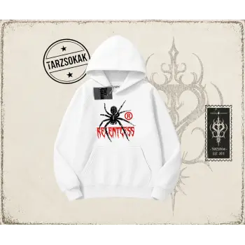 Unisex Relentless Oversize Unisex Kapşonlu Sweatshirt Beyaz