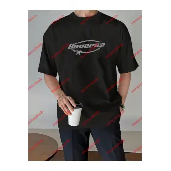 Unisex Reverse Baskılı Tshirt Siyah
