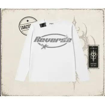 Unisex Reverse Biskilet Yaka  Long Sleeve Beyaz