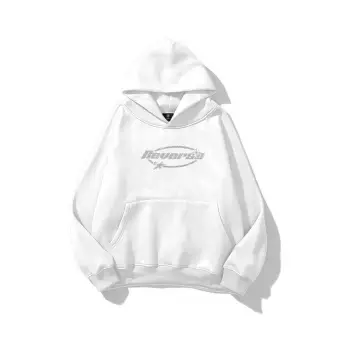 Unisex Reverse Taş Baskılı Sweatshirt Beyaz