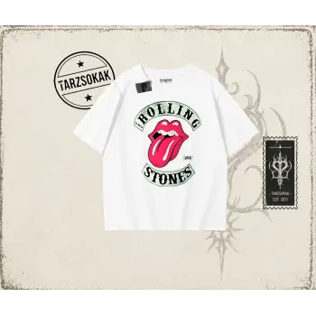Unisex Rolling Stones 1978 Oversize Unisex Tişört Beyaz