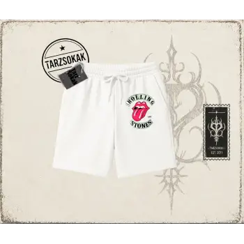 Unisex Rolling Stones 1978 Unisex Şort Beyaz