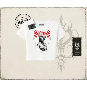 Unisex Sadness Kadın Baby Tee Beyaz