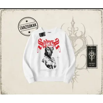 Unisex Sadness Oversize Unisex Bisiklet Yaka Sweatshirt Beyaz