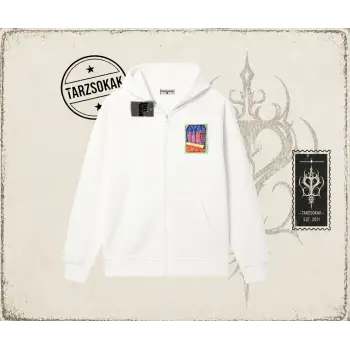 Unisex Sardines Tin Oversize Unisex Hırka & Çeket Fermuarlı Sweatshirt Beyaz