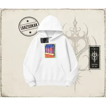 Unisex Sardines Tin Oversize Unisex Kapşonlu Sweatshirt Beyaz