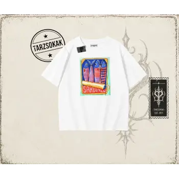 Unisex Sardines Tin Oversize Unisex Tişört Beyaz