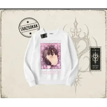 Unisex Save The Environment Oversize Unisex Bisiklet Yaka Sweatshirt Beyaz