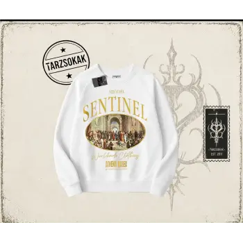 Unisex Sentinel Oversize Unisex Bisiklet Yaka Sweatshirt Beyaz
