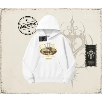 Unisex Sentinel Oversize Unisex Kapşonlu Sweatshirt Beyaz