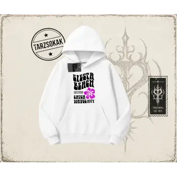 Unisex Siesta Beach Oversize Unisex Kapşonlu Sweatshirt Beyaz