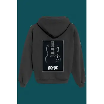 Unisex Siyah Ac-dc Sırt Baskılı Sweatshirt