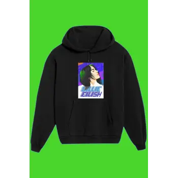 Unisex Siyah Billie Eilish Baskılı Sweatshirt