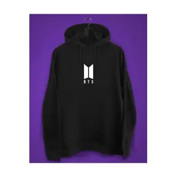 Unisex Siyah Bts Baskılı Sweatshirt