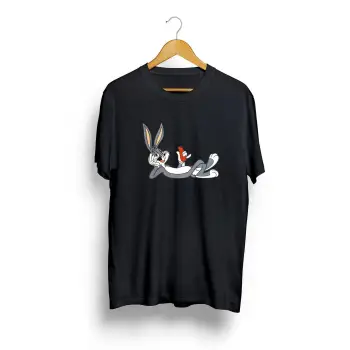 Unisex Siyah Bugs Bunny Baskılı Oversize T-shirt