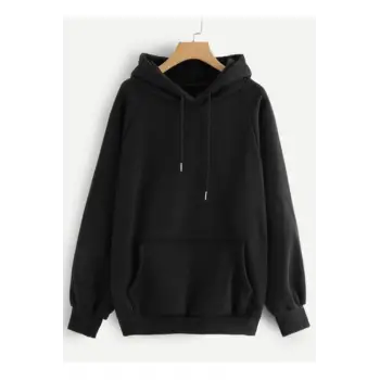 Unisex Siyah Düz Basic Sweatshirt 2ip