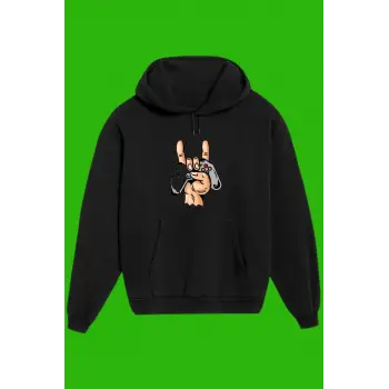 Unisex Siyah Gamer Baskılı Sweatshirt