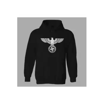 Unisex Siyah German Eagle Hoodie Sweatshirt