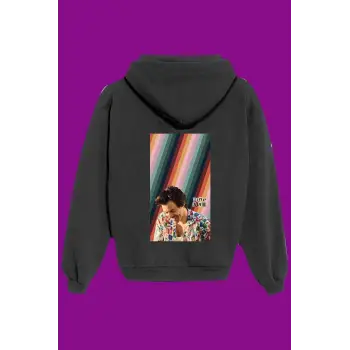 Unisex Siyah Harry Styles Sırt Baskılı Sweatshirt