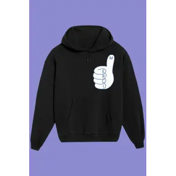 Unisex Siyah Merci Baskılı Sweatshirt