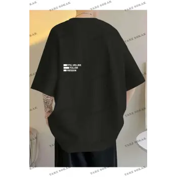 Unisex Siyah Oversiz Still Follow Freedom Baskılı Örme