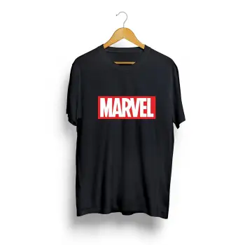 Unisex Siyah Oversize Marvel Baskılı T-shirt