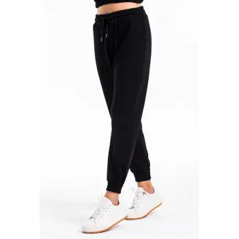 Unisex Siyah Paçası Lastikli Eşofman Altı