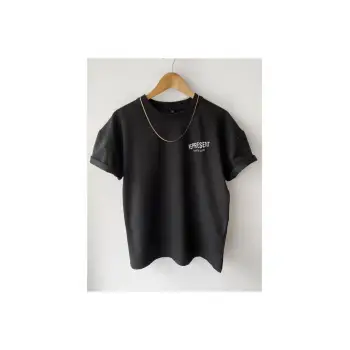 Unisex Siyah Represent Baskılı Oversize Bisiklet Yaka T-shirt