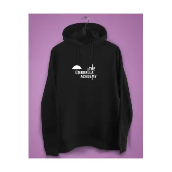 Unisex Siyah The Umbrella Academy Baskılı Sweatshirt