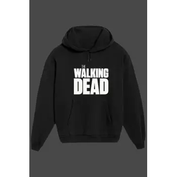 Unisex Siyah The Walking Dead Baskılı Sweatshirt