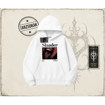 Unisex Slander Oversize Unisex Kapşonlu Sweatshirt Beyaz