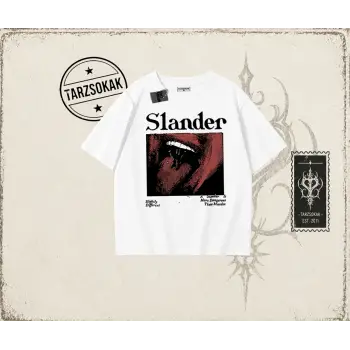 Unisex Slander Oversize Unisex Tişört Beyaz
