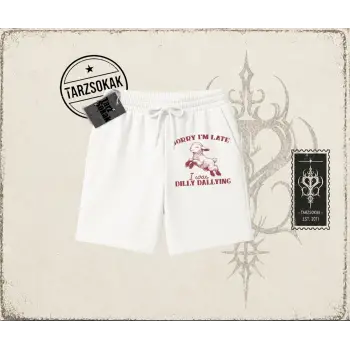 Unisex Sorry Im Late Unisex Şort Beyaz