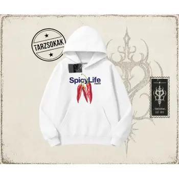 Unisex Spicylife Oversize Unisex Kapşonlu Sweatshirt Beyaz