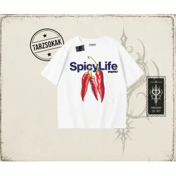 Unisex Spicylife Oversize Unisex Tişört Beyaz