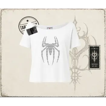 Unisex Spiderman Kadın Kayık Yaka Tişört Beyaz