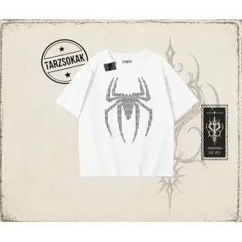 Unisex Spiderman Oversize Unisex Tişört Beyaz
