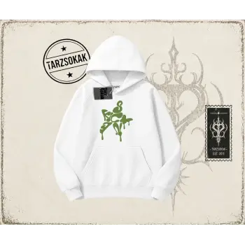 Unisex Star Sicken Oversize Unisex Kapşonlu Sweatshirt Beyaz