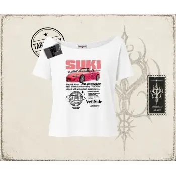 Unisex Suki Fast And Furious Kadın Kayık Yaka Tişört Beyaz