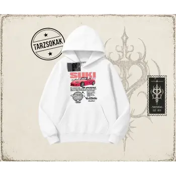 Unisex Suki Fast And Furious Oversize Unisex Kapşonlu Sweatshirt Beyaz