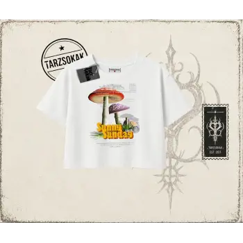 Unisex Sunny Sunday Kadın Crop Tişört Beyaz