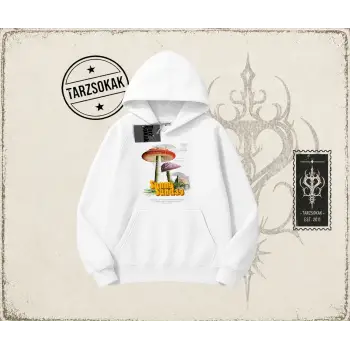 Unisex Sunny Sunday Oversize Unisex Kapşonlu Sweatshirt Beyaz