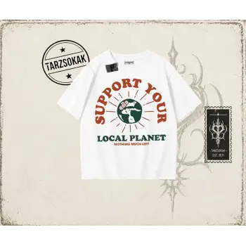 Unisex Support Your Oversize Unisex Tişört Beyaz
