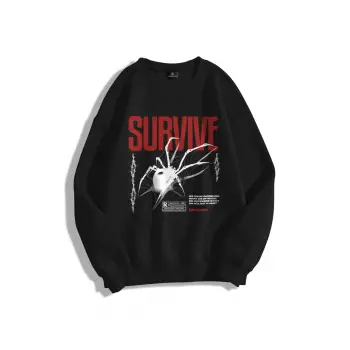 Unisex Survive Bisiklet Yaka Sweatshirt Siyah