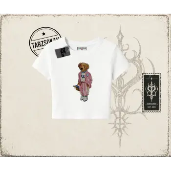 Unisex Teddy Kadın Baby Tee Beyaz