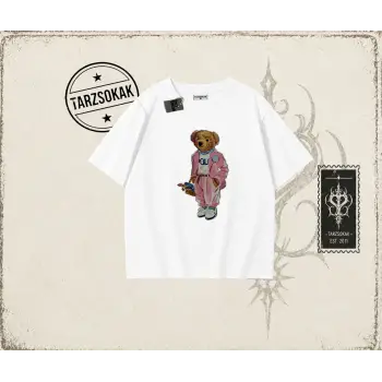 Unisex Teddy Oversize Unisex Tişört Beyaz