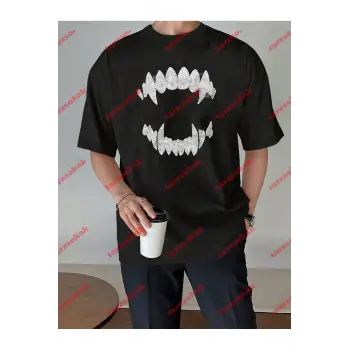Unisex Teeth Tshirt Siyah