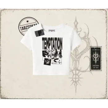 Unisex Temptation Tshirt Kadın Baby Tee Beyaz